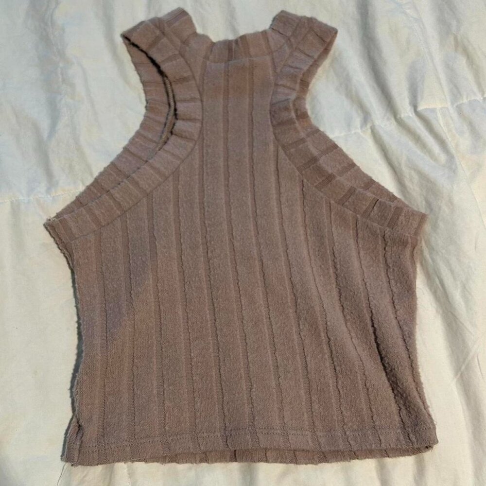 high neck ribbed tank top